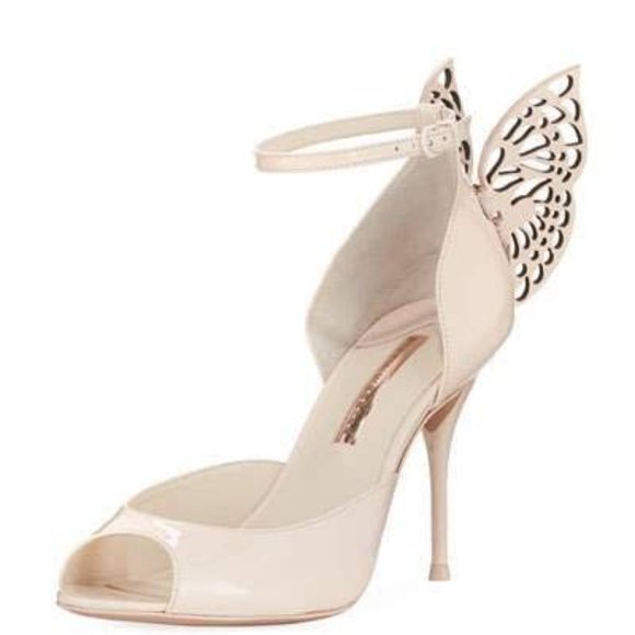 Sophia Webster Shoes - SOPHIA WEBSTER Flutura Patent Butterfly Wing Nude Sandal Heels Size 37.5